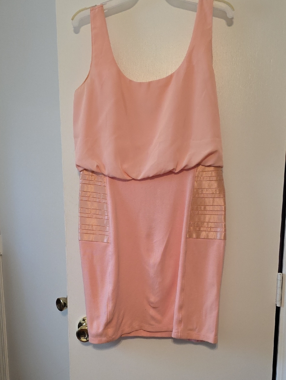 Gianni Bini Blush Pink Sleeveless Mini Dress with Metallic Panels